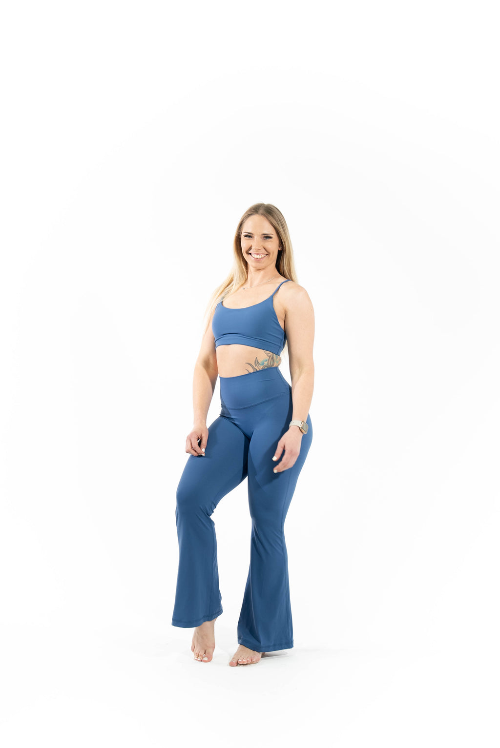 Ladies Flared Leggings - Dark Blue