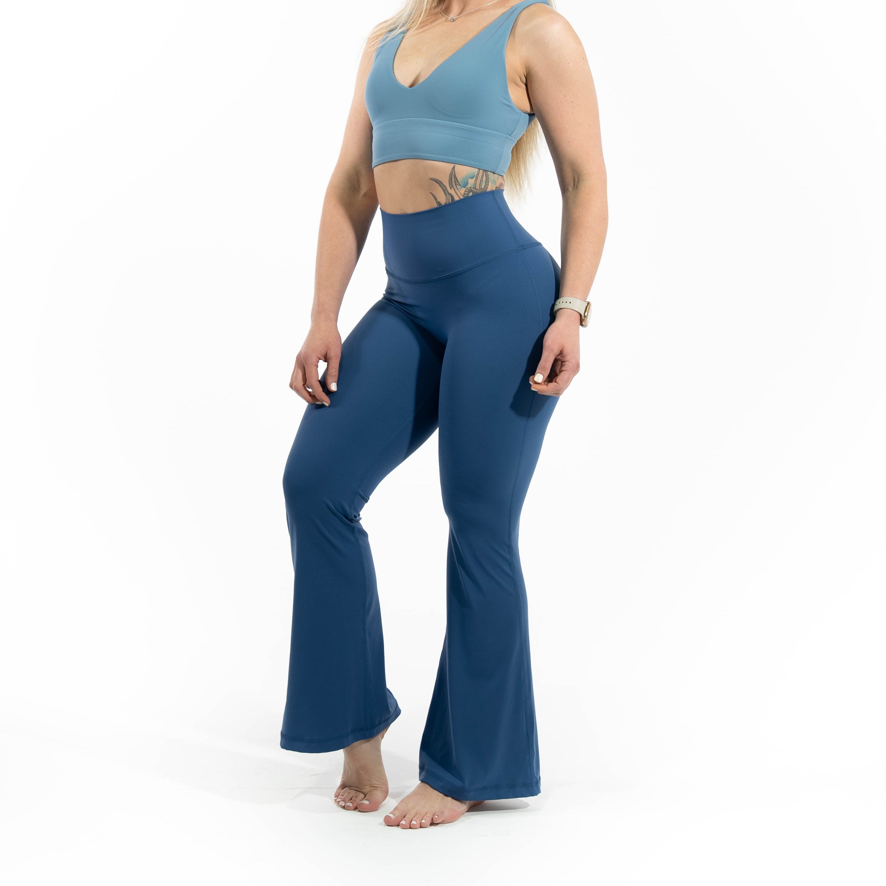 Ladies Flared Leggings - Dark Blue