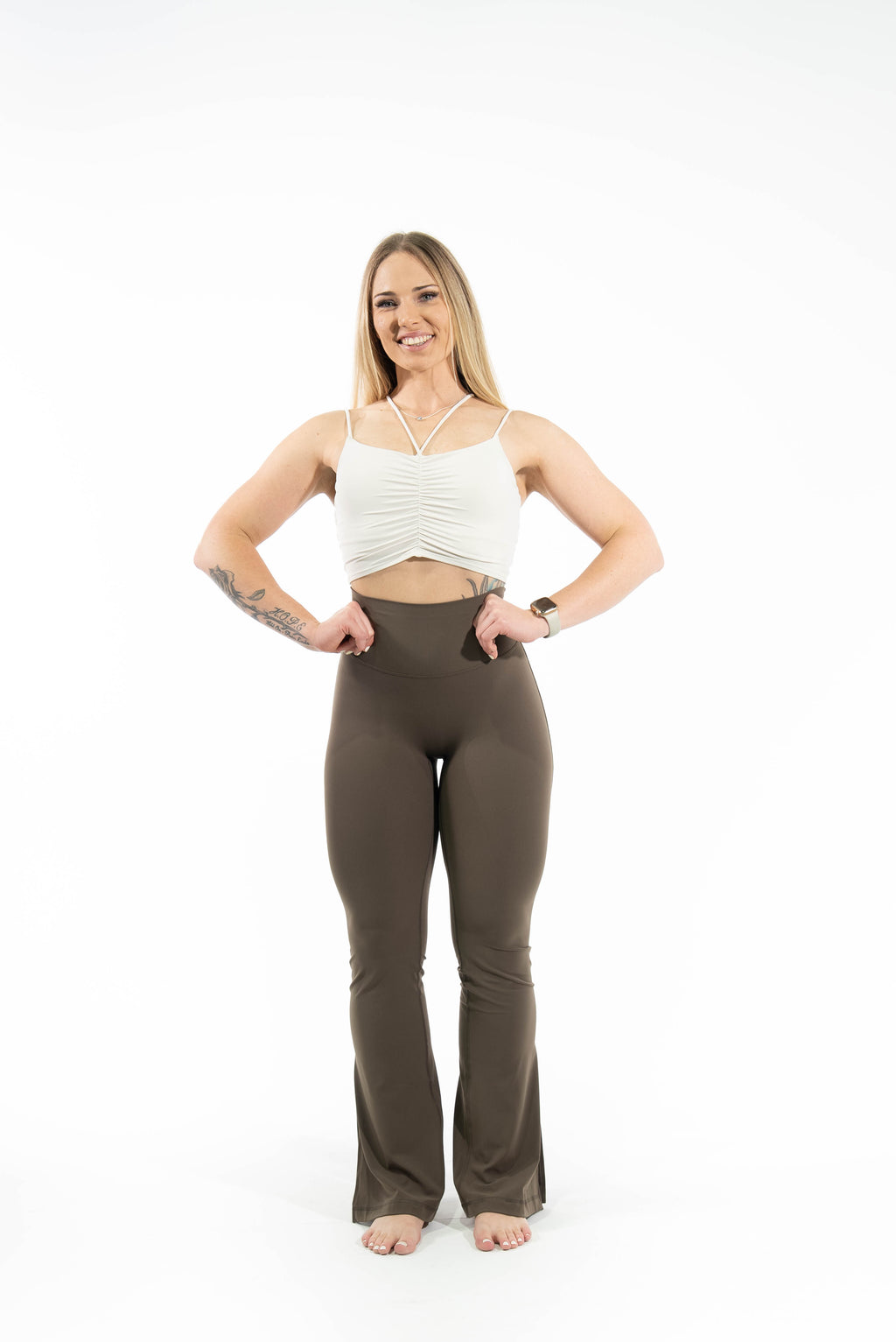 Ladies Flared Leggings - Brown