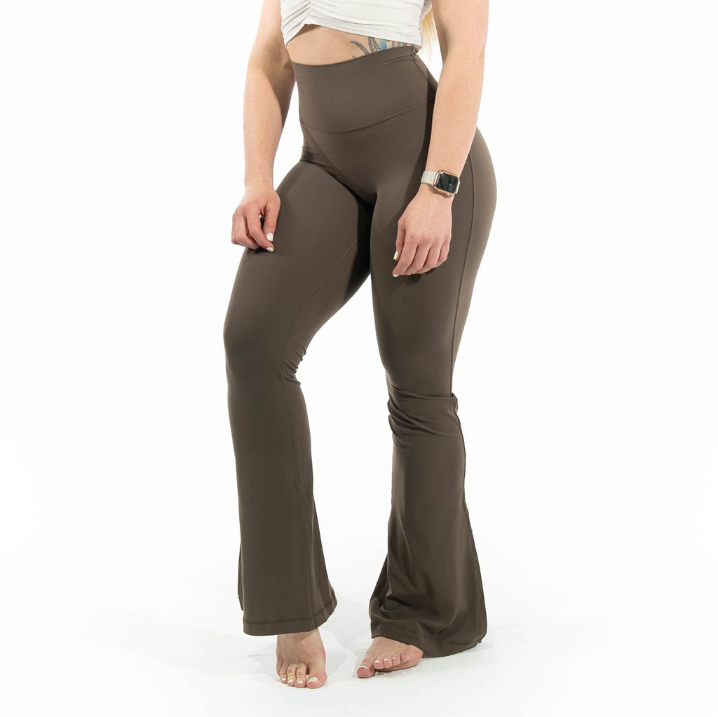 Ladies Flared Leggings - Brown